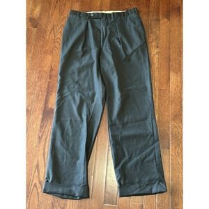Paul Stuart Mens Charcoal Grey Super 110s Wool Pleated Cuffed Dress Pants 30x29